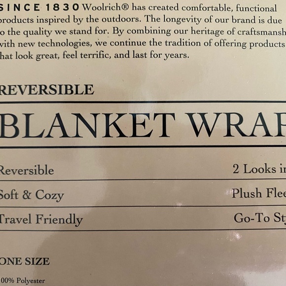 WOOLRICH Reversible Blanket wrap, in red & black, beautiful and brand NWT - Picture 3 of 4